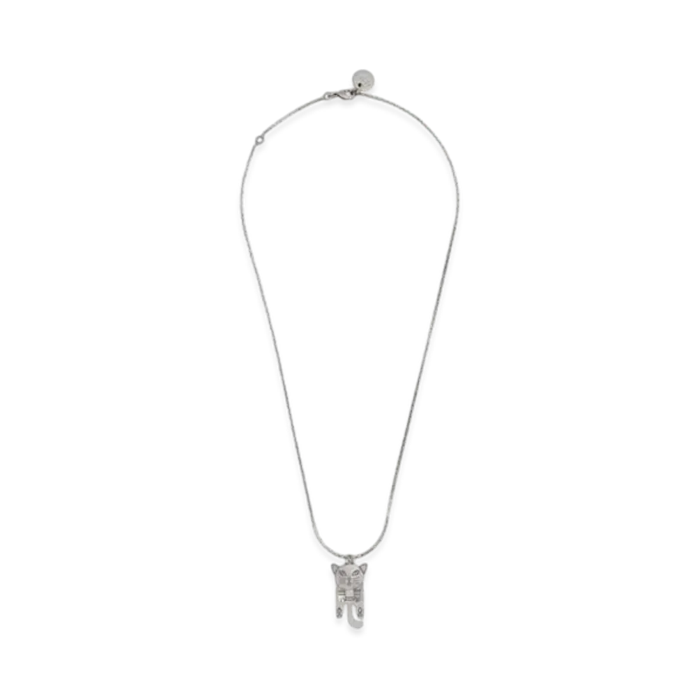 Marni Cat-Shaped Pendant Chain Necklace "Palladium"