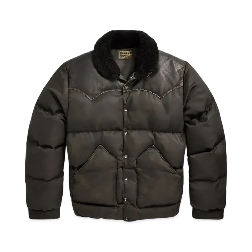 Polo Ralph Lauren Shearling Collar Leather Yoke Jacket "Black"