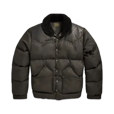 Polo Ralph Lauren Shearling Collar Leather Yoke Jacket "Black"