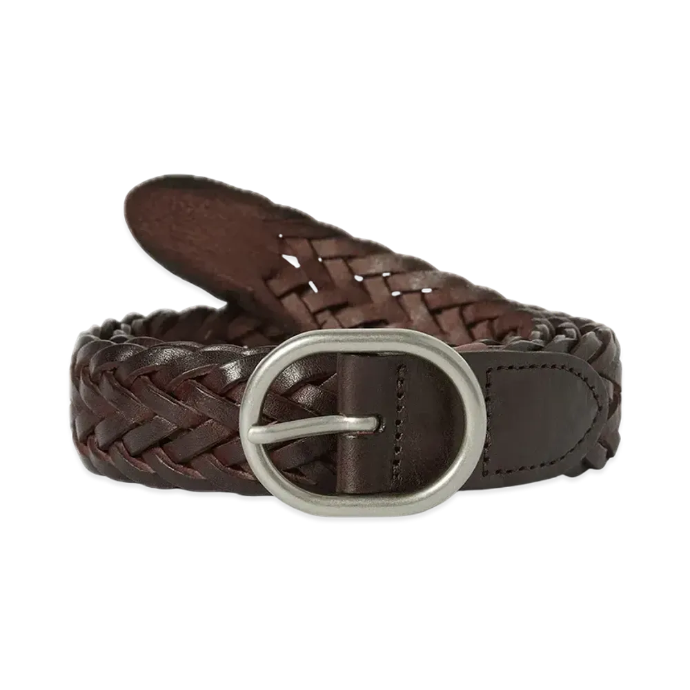 thisisneverthat Leather Mesh Belt "Dark Brown"