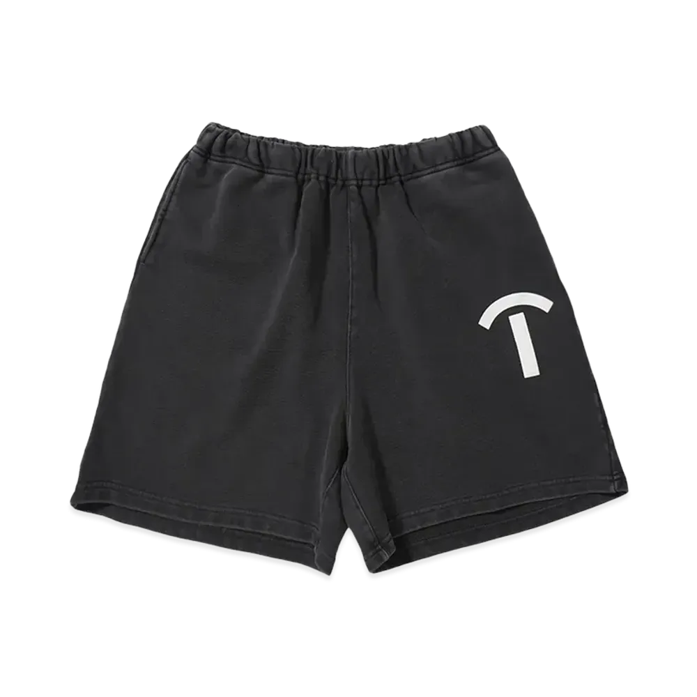 TAIN DOUBLE PUSH ARCH T SWEAT SHORTS "BLACK"
