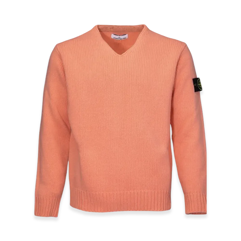 Stone Island 522A3 Wappen Patch V-Neck Knit - 22FW "Peach"
