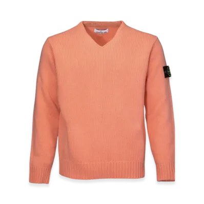 Stone Island 522A3 Wappen Patch V-Neck Knit - 22FW "Peach"