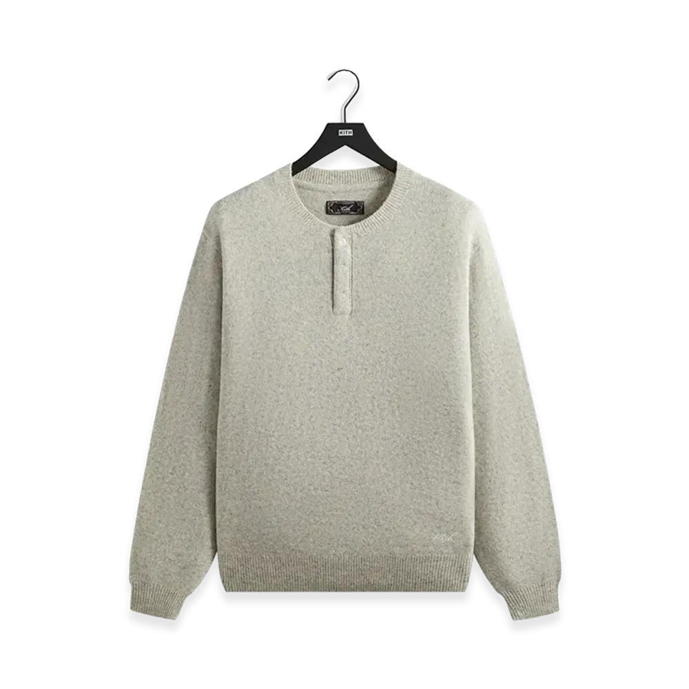 Kith Boucle Harmon Henley Sweater "Light Heather Grey"