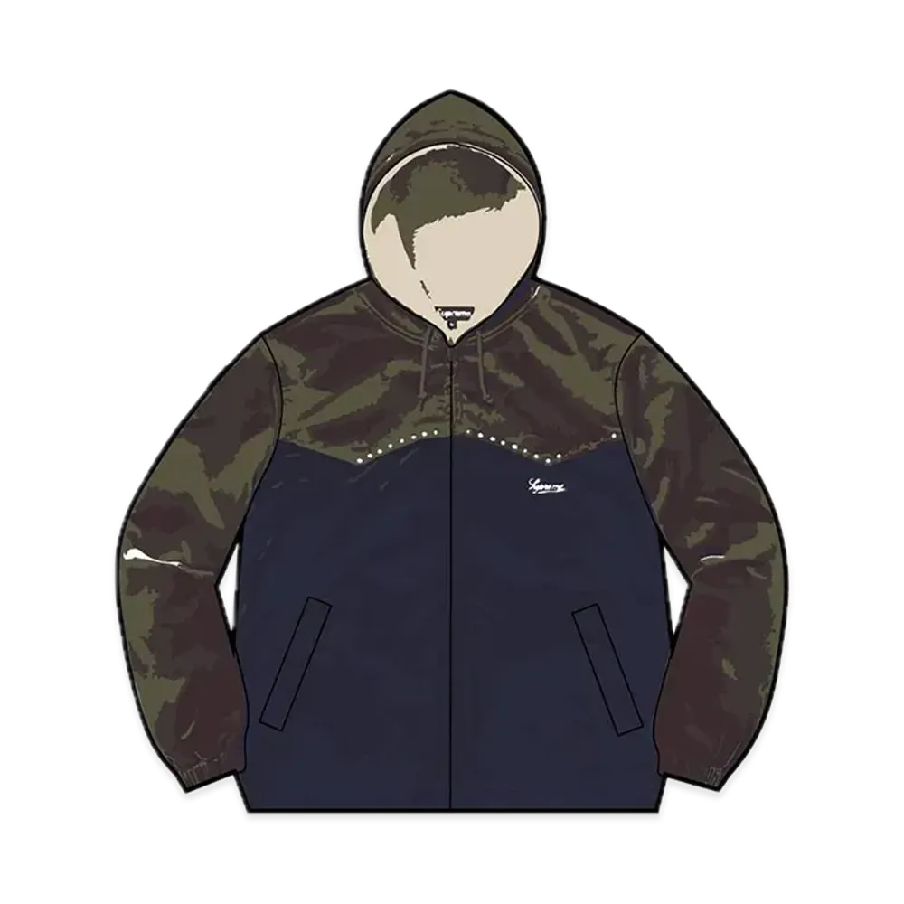 Supreme Studded Velvet Hooded Work Jacket "Olive"