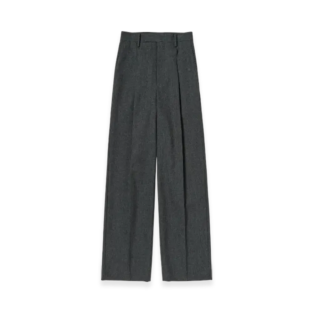 AURALEE Wool Kid Mohair Hop Sack One-Tuck Slacks "Charcoal"