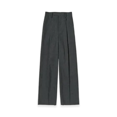 AURALEE Wool Kid Mohair Hop Sack One-Tuck Slacks "Charcoal"