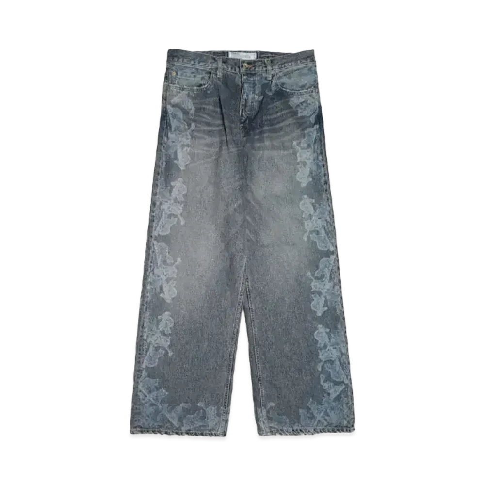 DAIRIKU "Cat"Printed Vintage Wide Denim Pants "INDIGO"