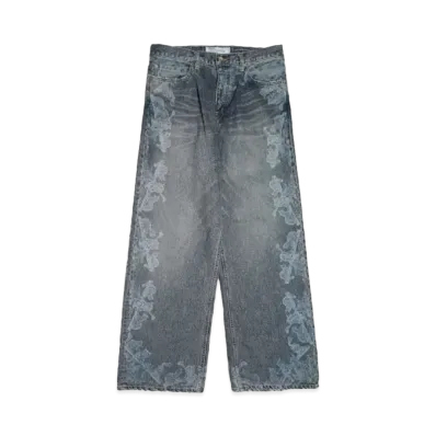 DAIRIKU "Cat"Printed Vintage Wide Denim Pants "INDIGO"