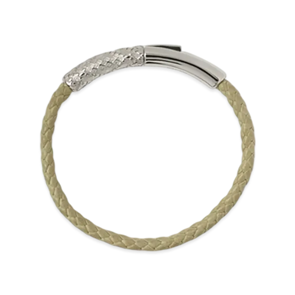 Burberry Leather Check Bracelet "Silver/Artichoke"