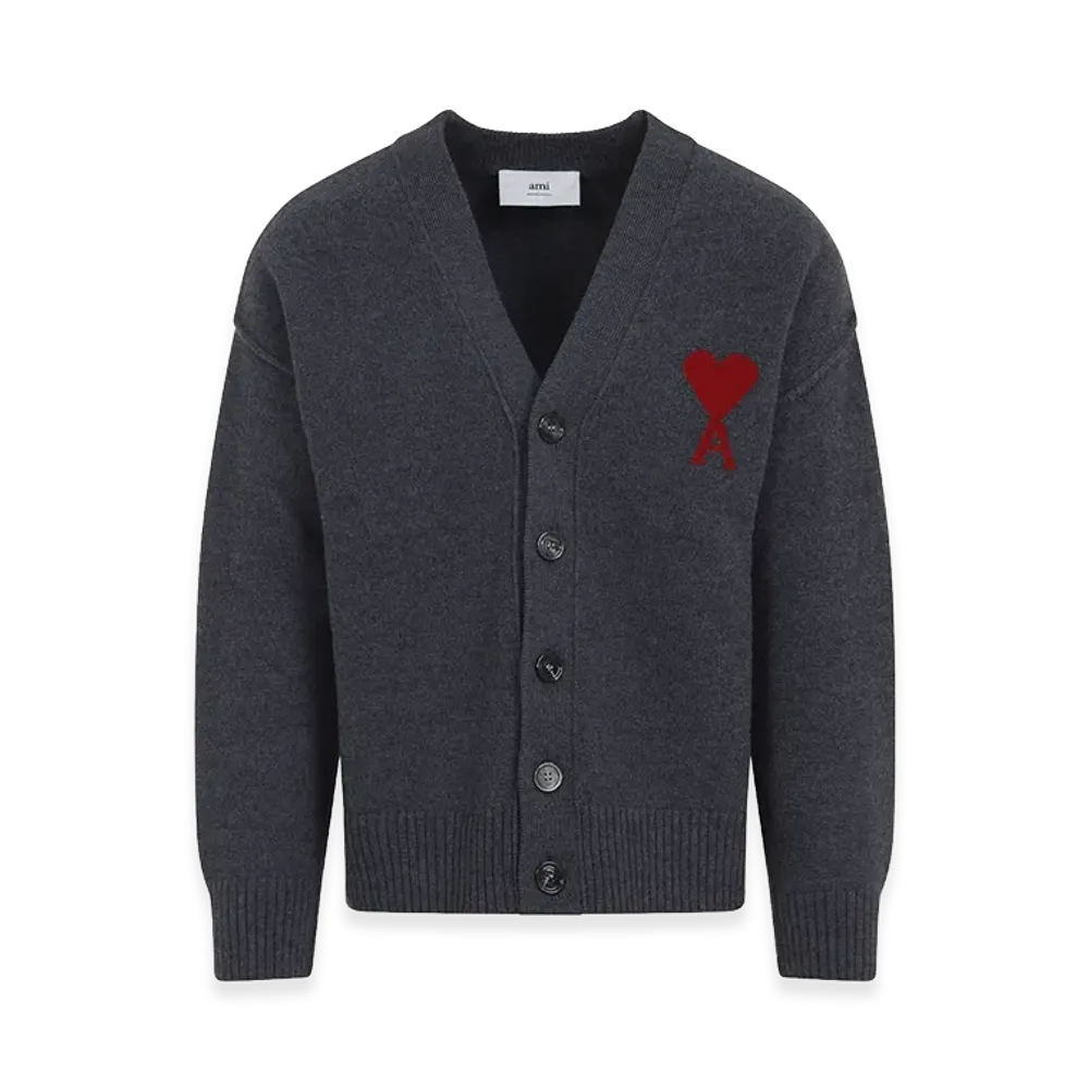 AMI PARIS 'Ami De Coeur' Cardigan "Gray"