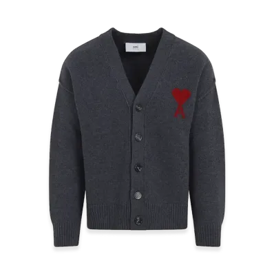 AMI PARIS 'Ami De Coeur' Cardigan "Gray"
