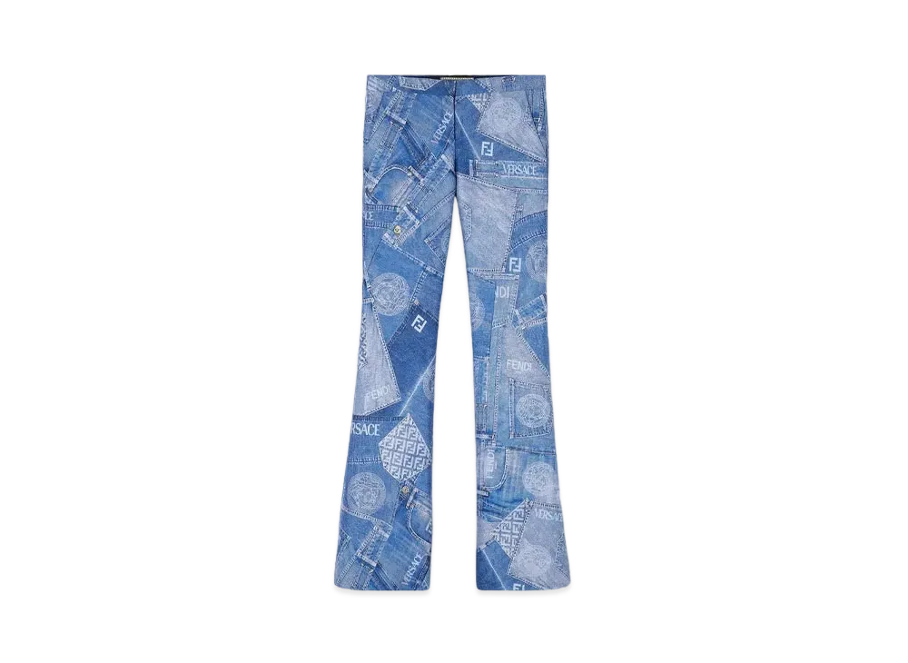 FENDI x Versace Fendace Denim Patchwork Flared Pants