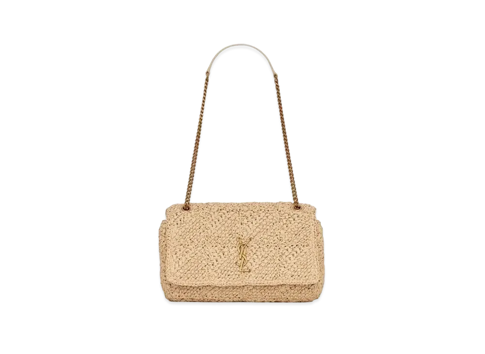Saint Laurent Jamie Medium "Carre Rive Gauche" In Raffia "Naturel"