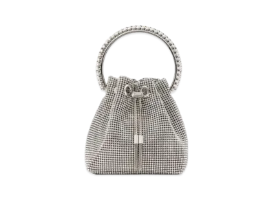 Jimmy Choo Bon Bon Satin Crystal Mesh Bag With Crystal Handle "Silver"