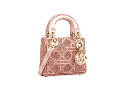 Dior Lady Dior Micro Bag Metallic Canage Lamskin "Pink"