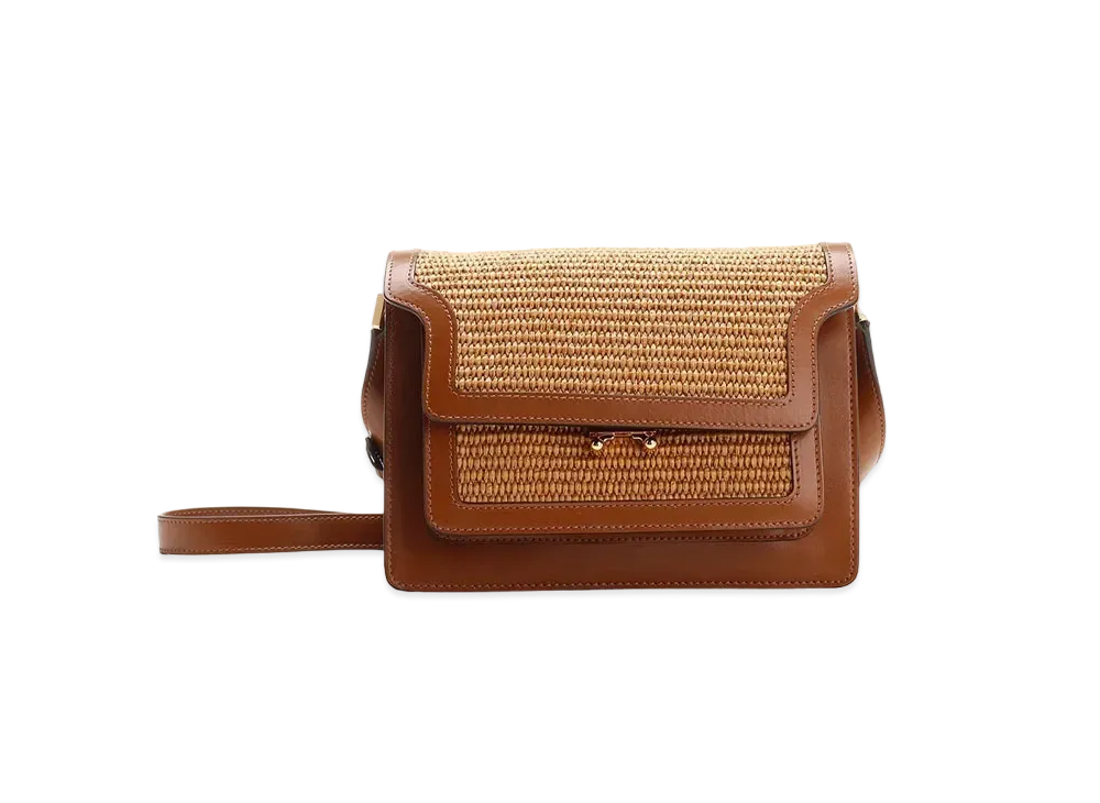 Marni Calf And Raffia Trunk Soft Bag "Low Sienna/Moca"