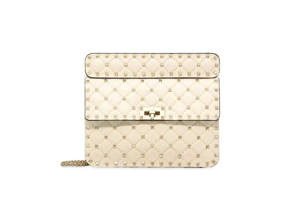 Valentino Medium Rockstud Spike Nappa Leather Bag "Light Ivory"