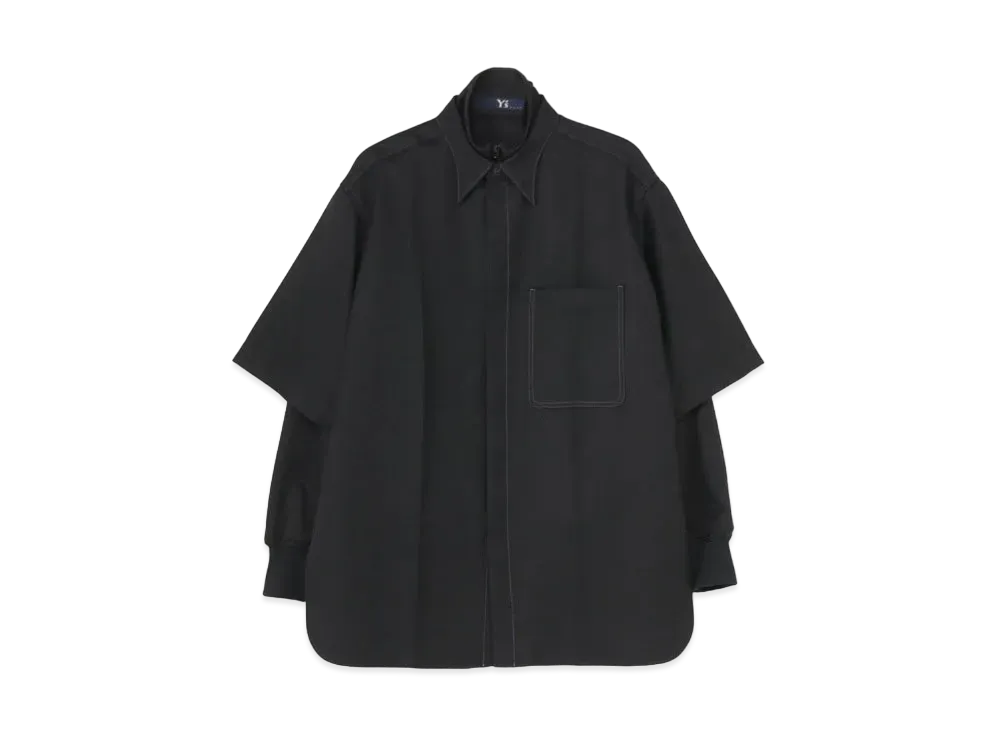Yohji Yamamoto Y's WOOL HARD SERGE DOUBLE SWEAT SHIRT "Black"