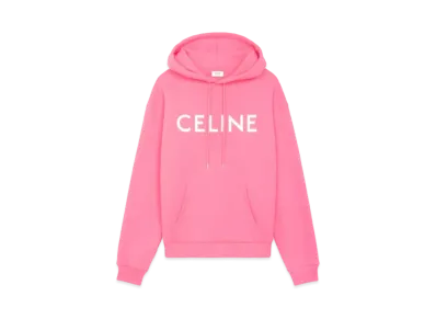 CELINE Celine Hoodie In Cotton Fleece "Pink Flamingo/White"