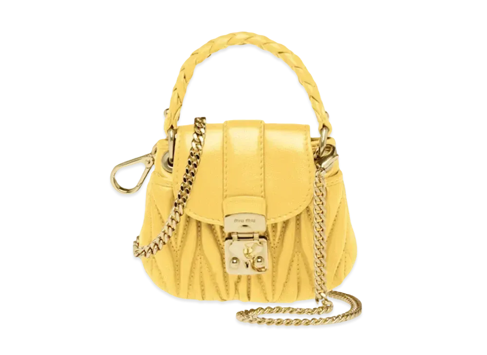 MIU MIU Me Ukofer Materassenapa Leather Mini Pouch "Yellow"