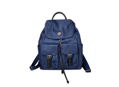 Tory Burch Nylon Flap Backpack "Navy"