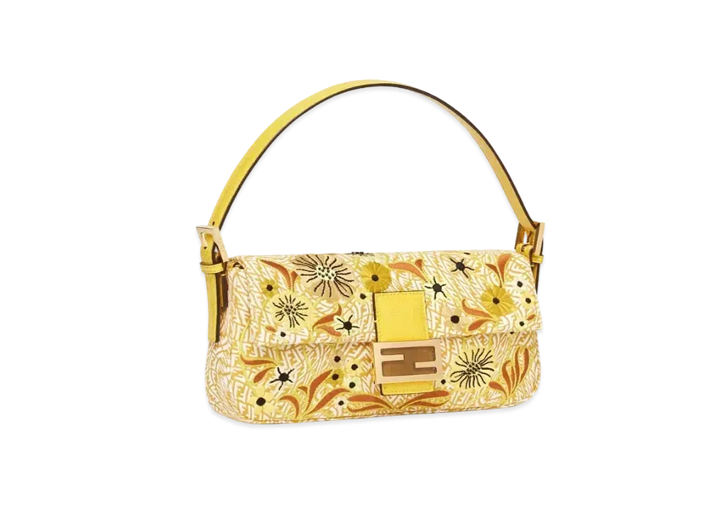 FENDI Baguette 1997 FF Vertigo Jacquard Bag With Embroidery