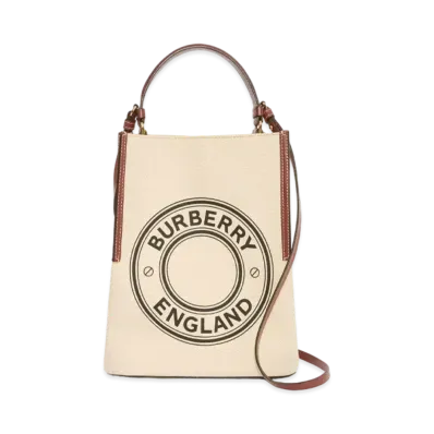 Burberry Small Logo Graphic Cotton Canvas Peggy Bucket Bag "Natural/Tan"