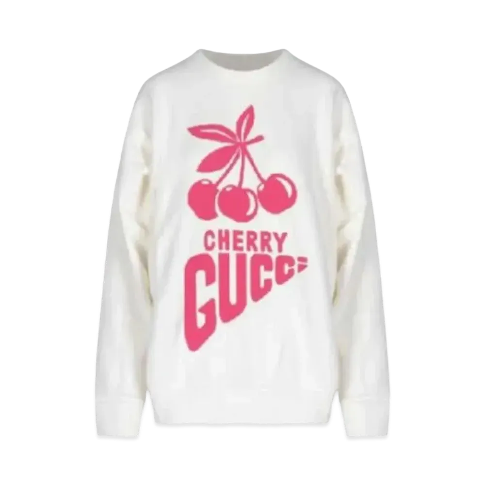 GUCCI Women's Cherry Motif Oversized Sweatshirt "White"