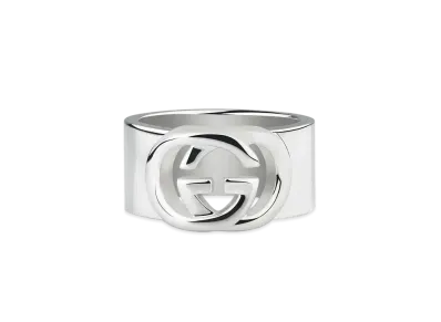 GUCCI Interlocking Double G Silver Ring "Silver"