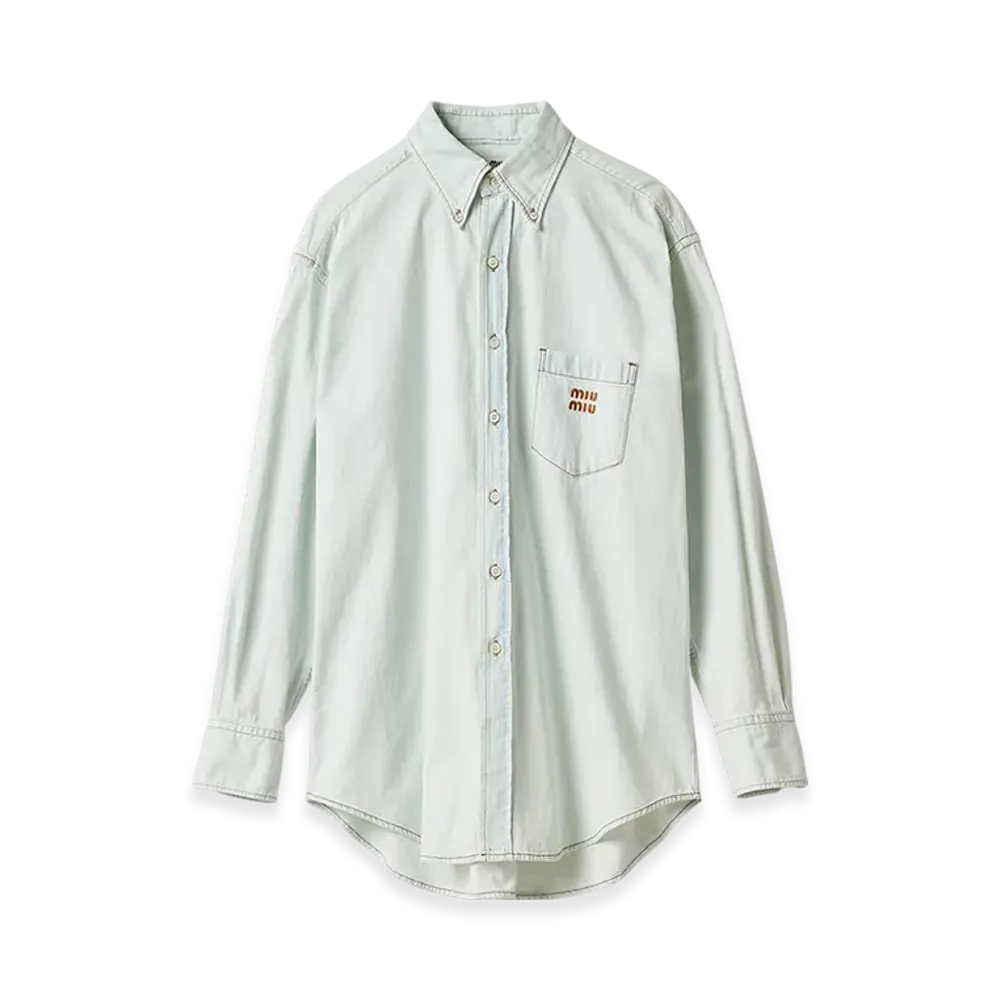 MIU MIU Women's Chambray Denim Shirt "Light Blue"