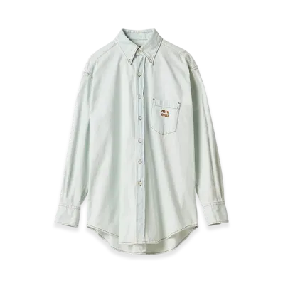 MIU MIU Women's Chambray Denim Shirt "Light Blue"