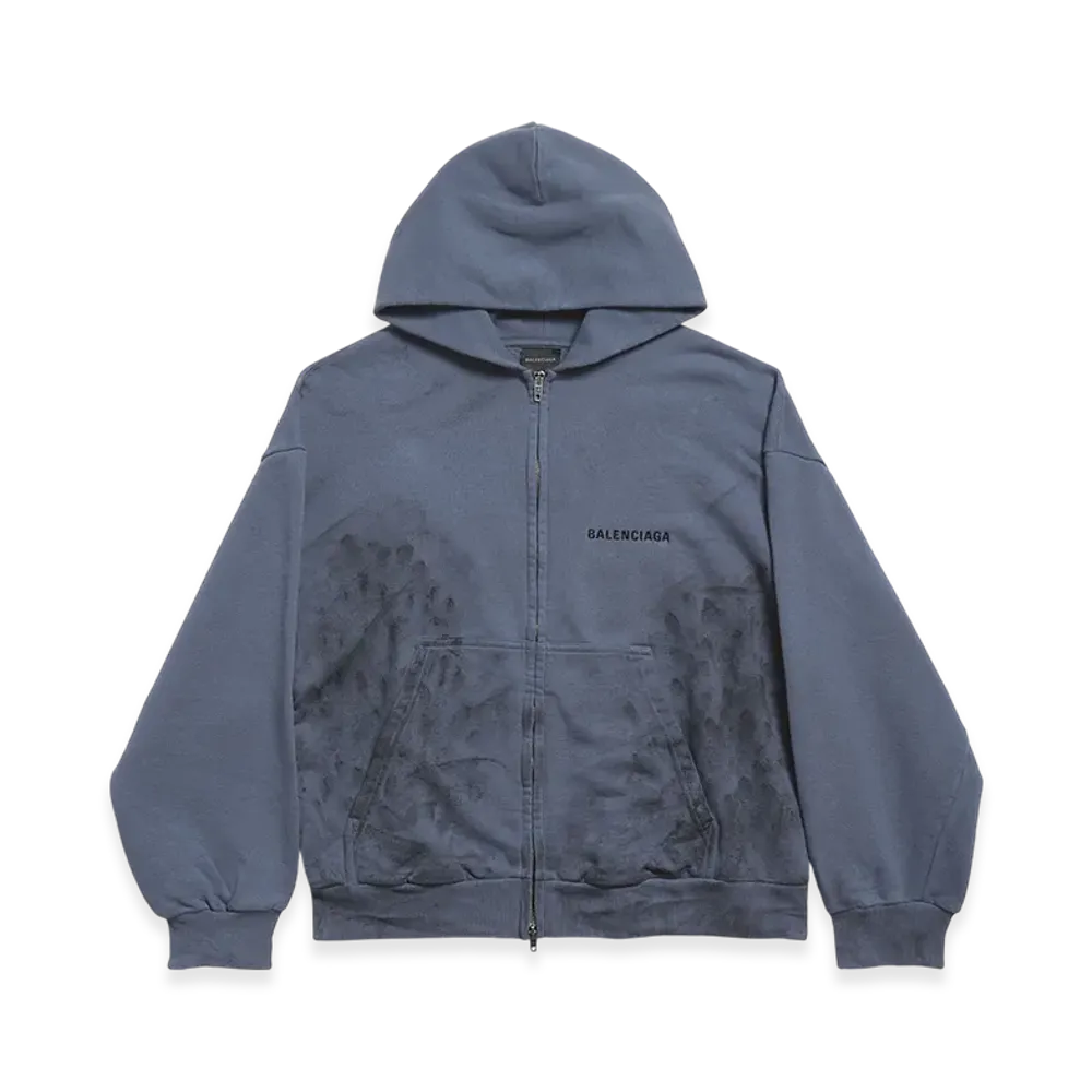 BALENCIAGA BALENCIAGA Back Zip-up Hoodie Regular Fit "Faded Dark Blue/Black"