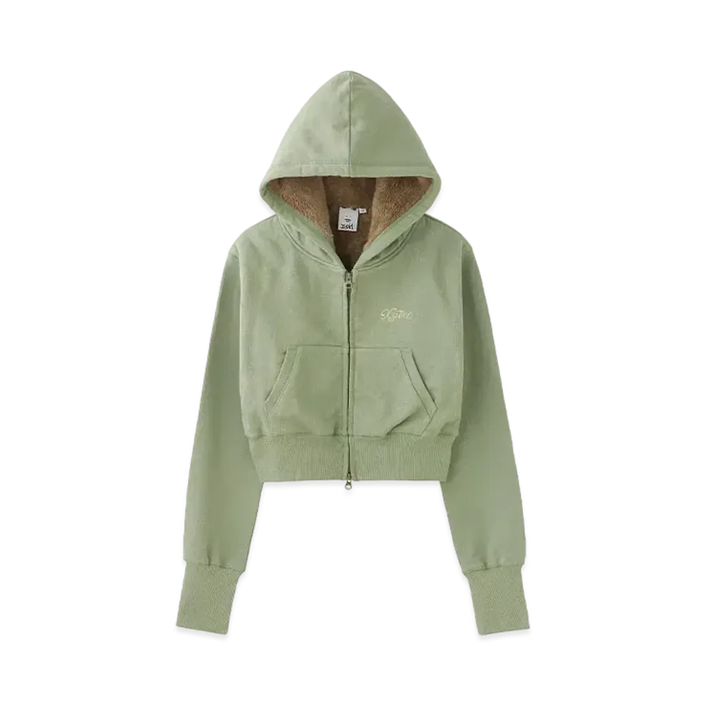 X-Girl Lining Boa Compact Zip Up Hoodie "Olive"