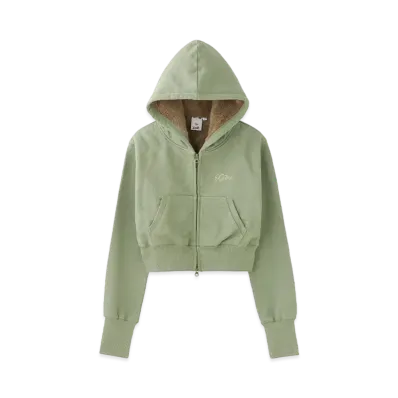 X-Girl Lining Boa Compact Zip Up Hoodie "Olive"