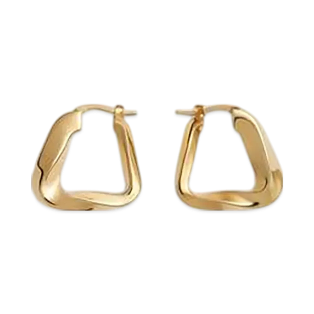 Bottega Veneta Small Twist Triangle Hoop Earrings "Yellow Gold"