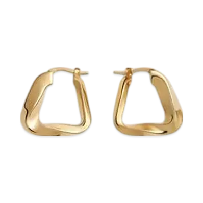 Bottega Veneta Small Twist Triangle Hoop Earrings "Yellow Gold"
