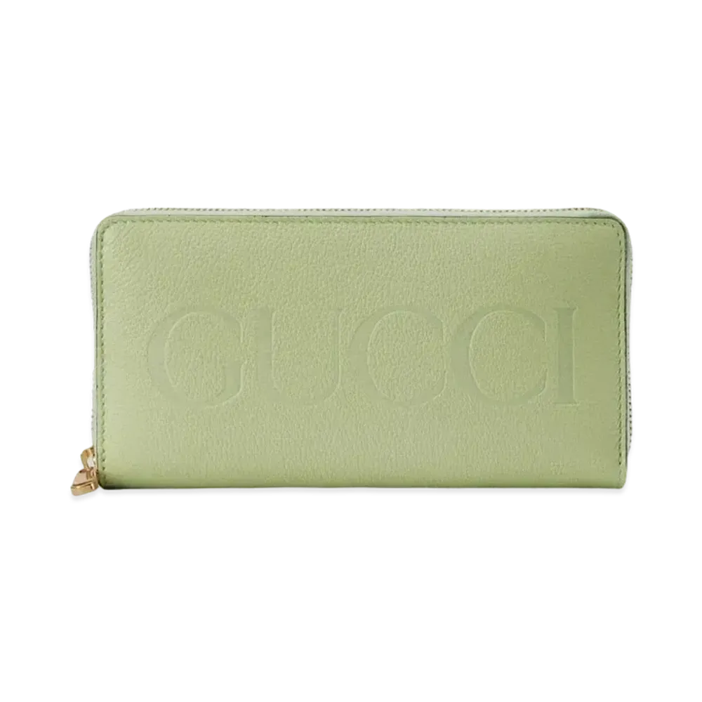 GUCCI Zip Around Wallet With Gucci Logo Japan Exclusive "Light Green"