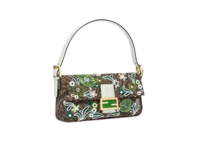 FENDI Baguette 1997 FF Vertigo Jacquard Bag With Embroidery