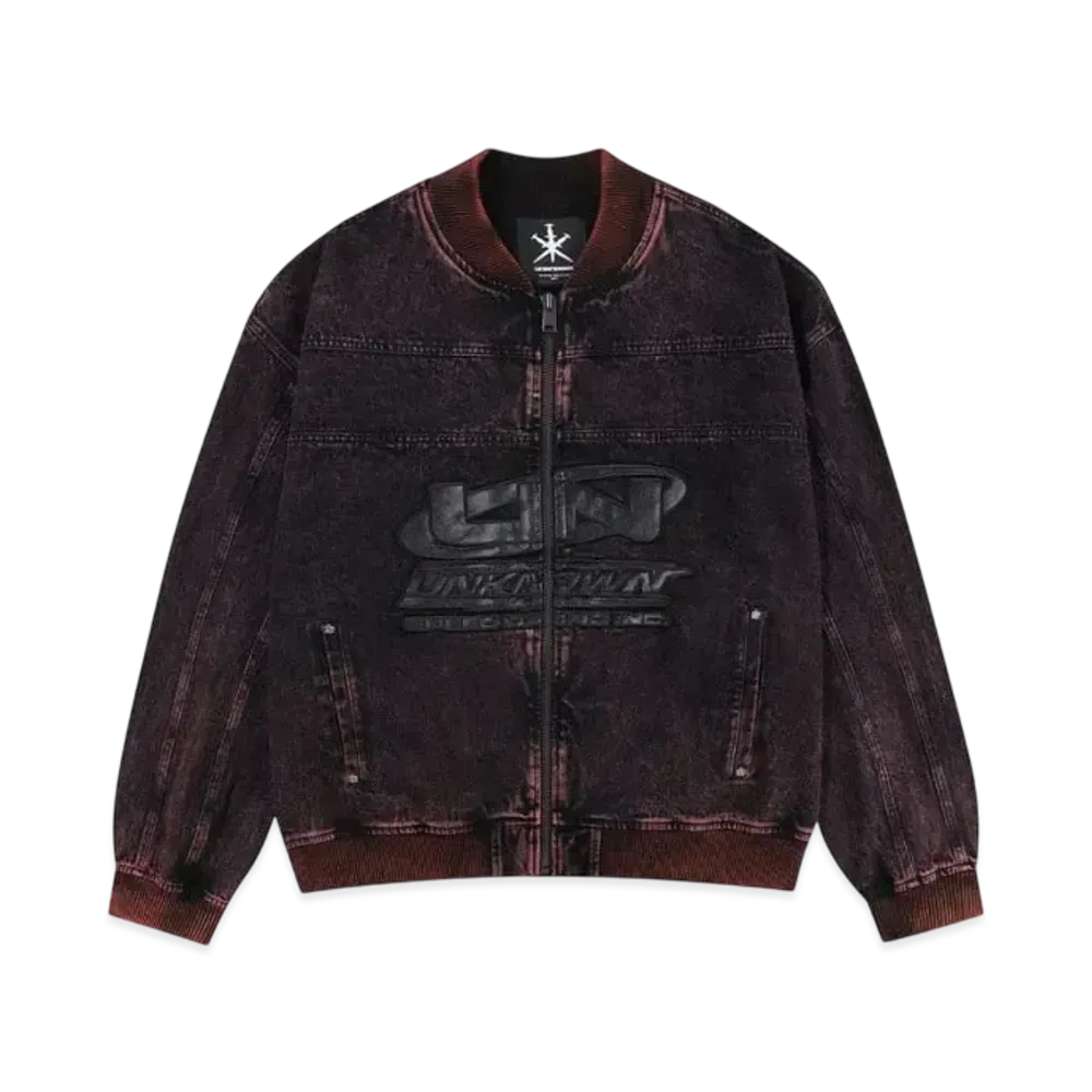 Unknown London Oversized Nascar Denim Jacket "Burgundy"