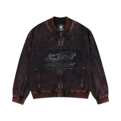 Unknown London Oversized Nascar Denim Jacket "Burgundy"