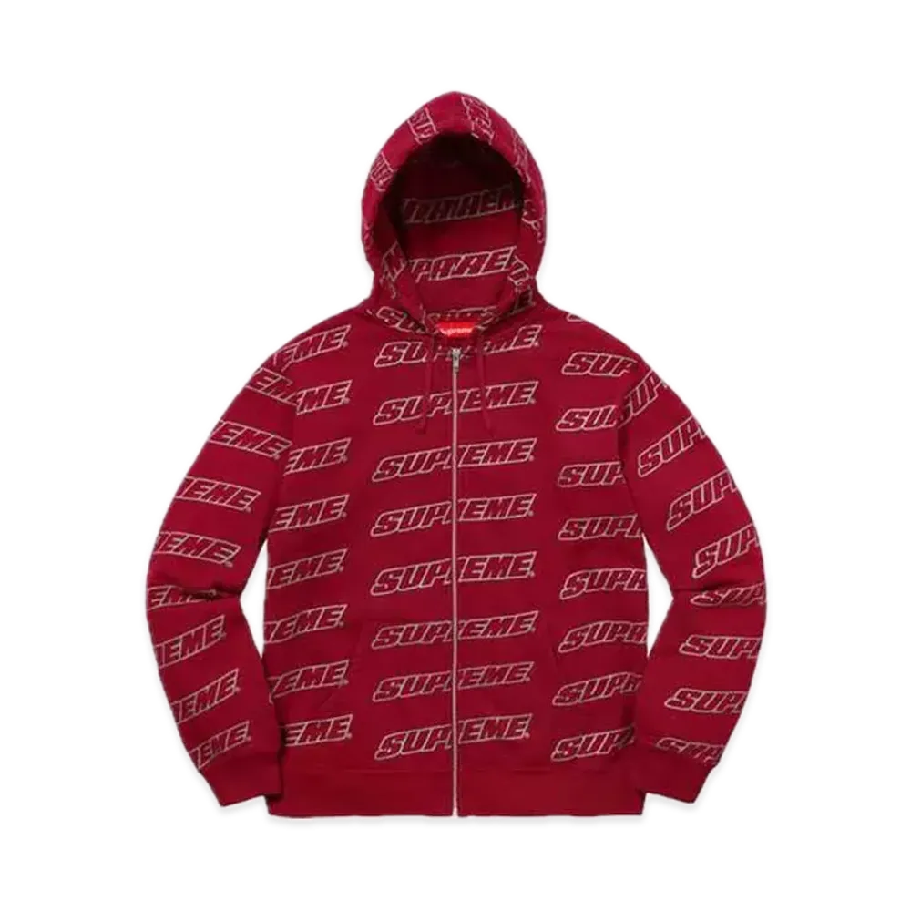 Supreme Repeat Zip Up Hooded Sweatshirt "Cardinal"