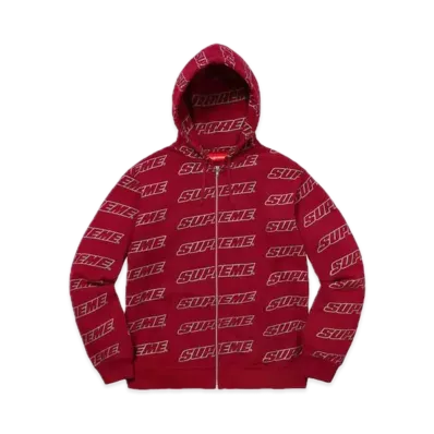 Supreme Repeat Zip Up Hooded Sweatshirt "Cardinal"