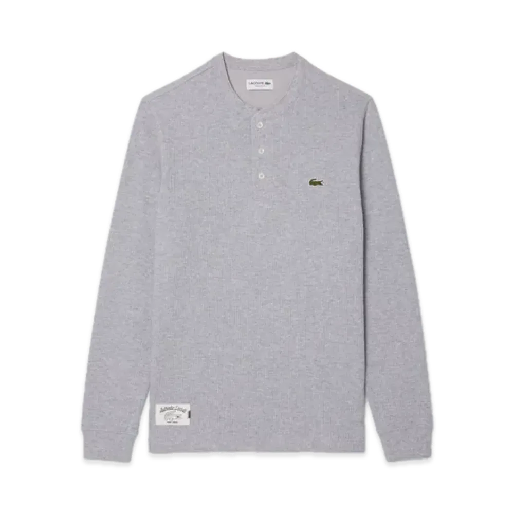 LACOSTE Waffle Knit Long Sleeve T-Shirt "Gray"