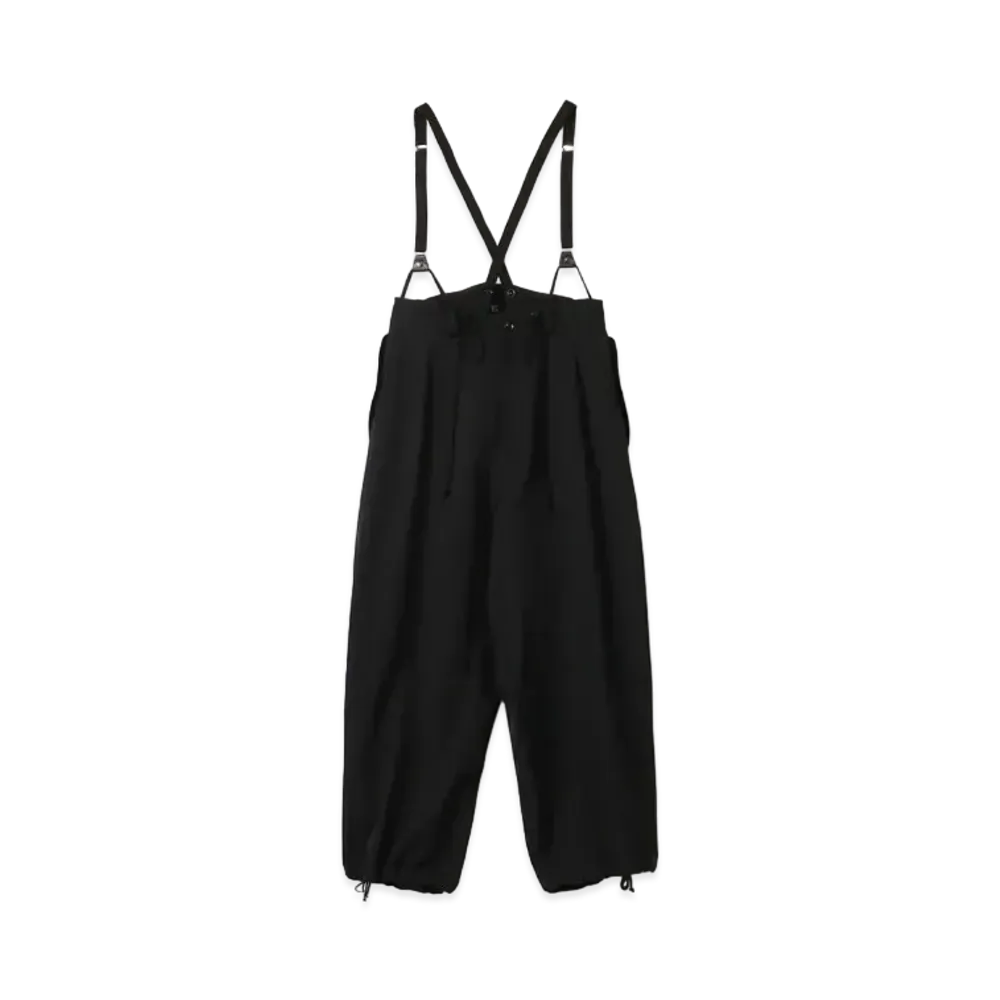 Yohji Yamamoto Y's WOOL GABARDINE SUSPENDERS PANTS "Black"