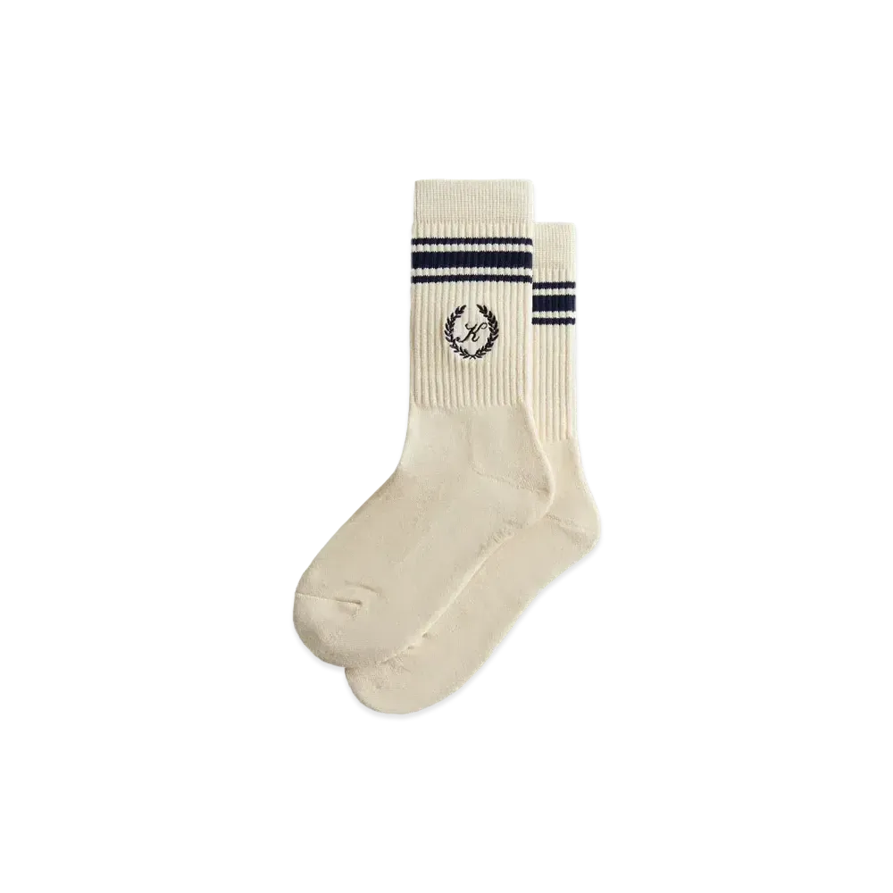 Kith Striped Script Laurel Logo Sock "Sandrift"