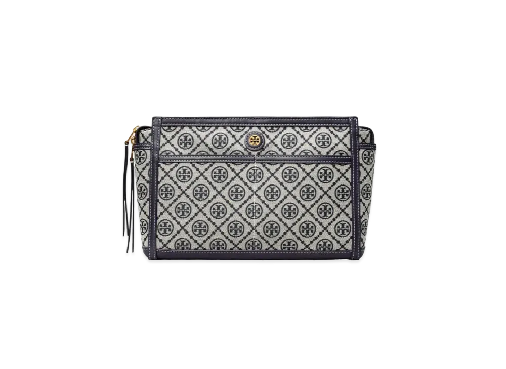 Tory Burch T Monogram Jacquard Travel Pouch "Navy"