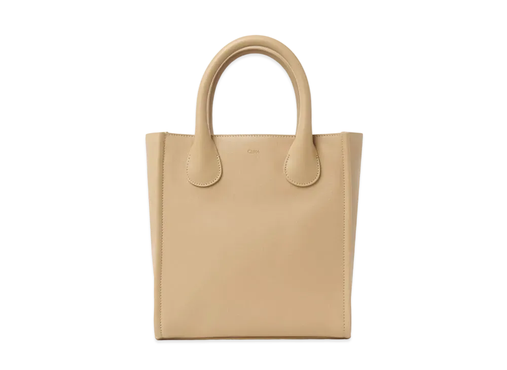 Chloe Small Joyce Tote Bag In Shiny Calfskin "Tan"