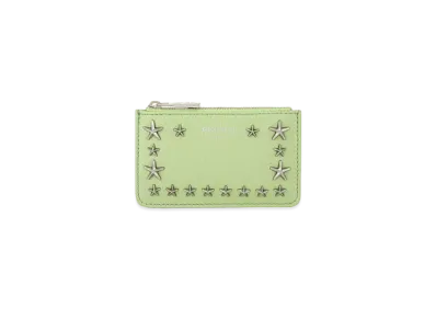 Jimmy Choo Nancy Soft Grainy Calf Leather Key Case With Star Studs "Silver/Peppermint"