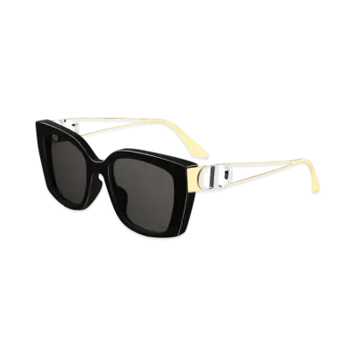 Dior 30Montaigne S13F Square Sunglasses "Black/Silver/Gold"